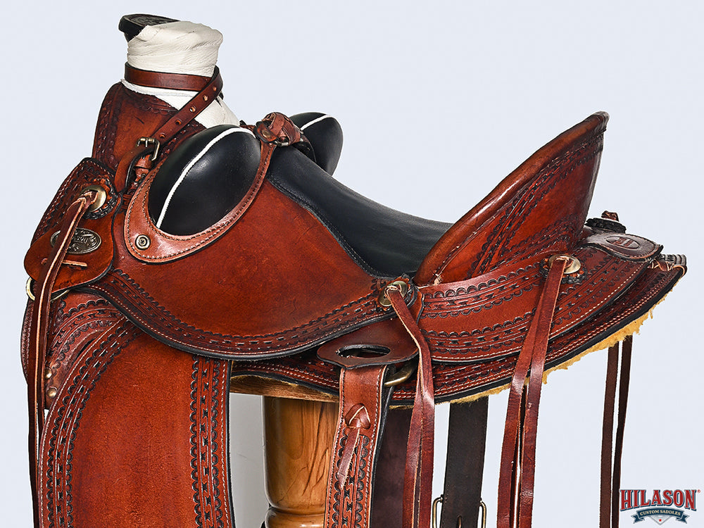 HILASON Western Horse Wade Saddle American Leather Ranch Roping Dark Brown | Hand Tooled & For Horses