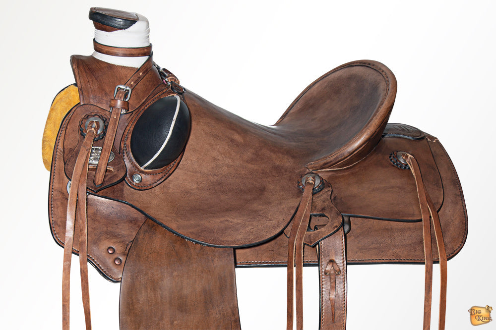 HILASON Western Horse Saddle American Leather Wade Ranch Roping Dark Brown | Hand Tooled & For Horses