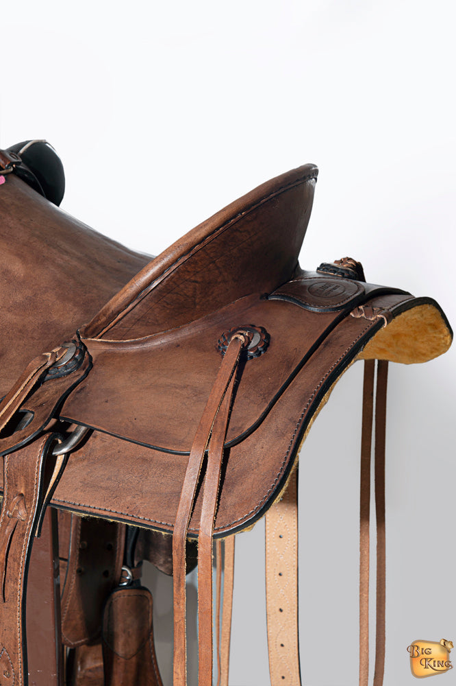 HILASON Western Horse Saddle American Leather Wade Ranch Roping Dark Brown | Hand Tooled & For Horses
