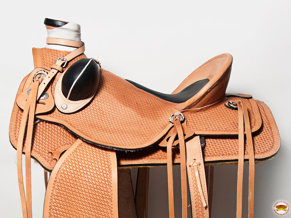 Western Horse Saddle American Leather Wade Ranch Roping Basketweave Tan Hilason