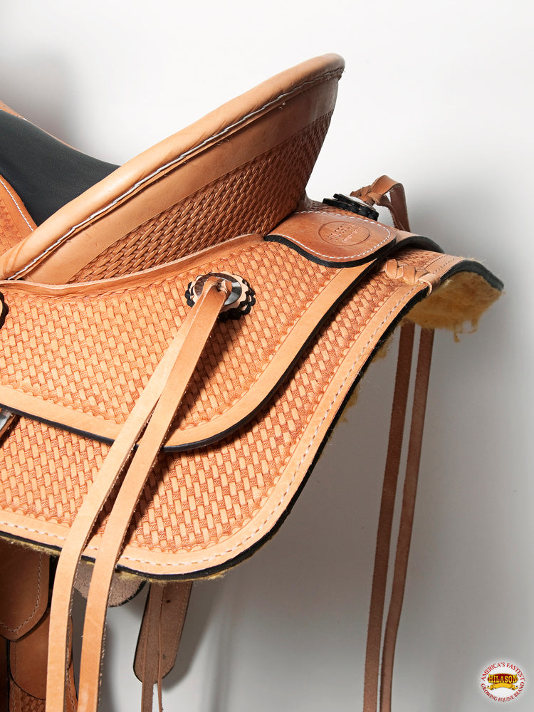 HILASON Western Horse Saddle American Leather Wade Ranch Roping Basketweave Tan | Hand Tooled & For Horses