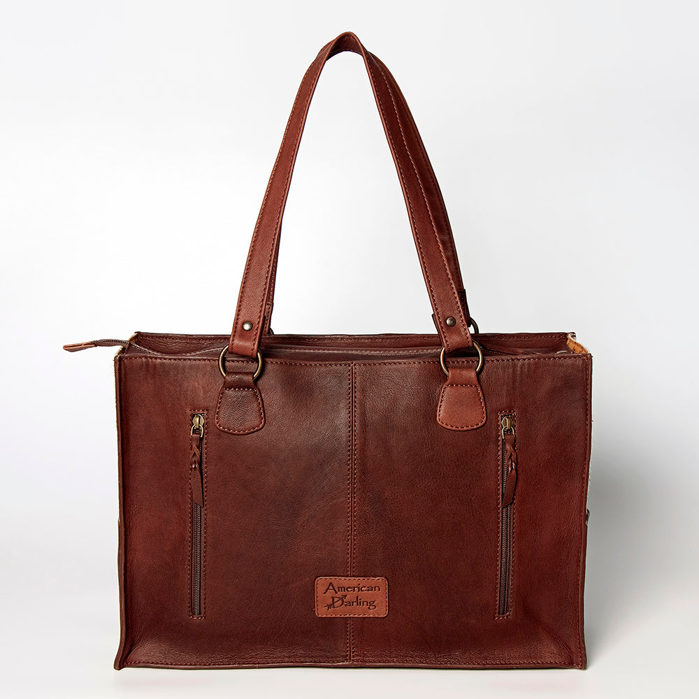 American Darling Tote Hand Tooled Hair on Genuine Leather Western Women Bag Handbag Purse | Travel Bags College Casual
