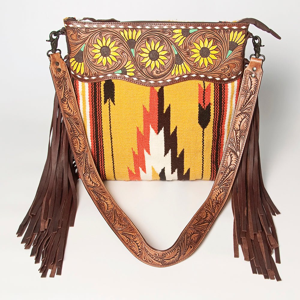 American Darling Signature Crossbody Hand Tooled Saddle Blanket Genuine Leather
