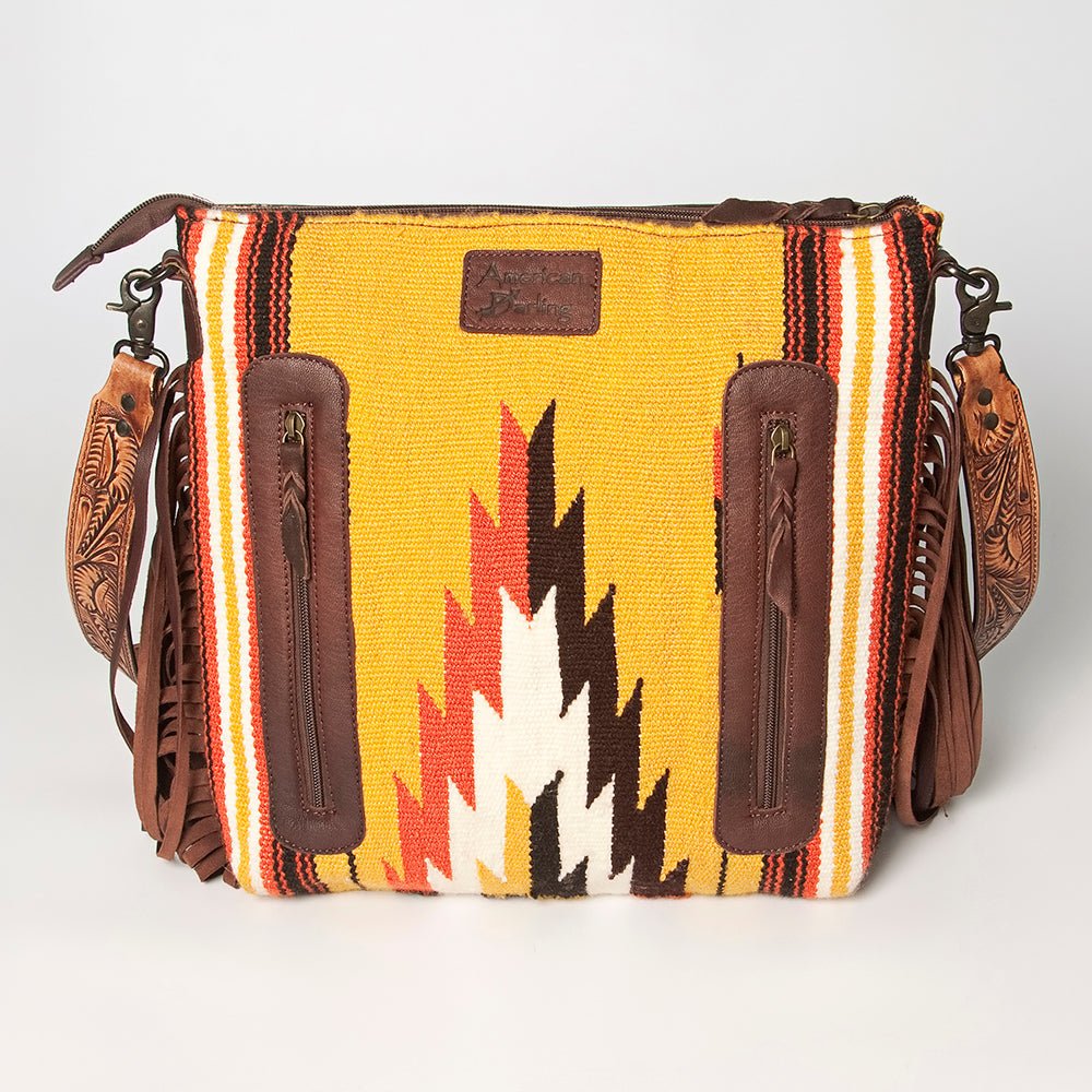 American Darling Signature Crossbody Hand Tooled Saddle Blanket Genuine Leather