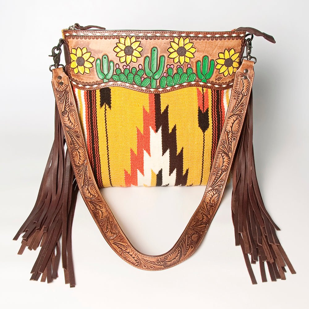 American Darling Crossbody Hand Tooled Hair-On Genuine Leather
