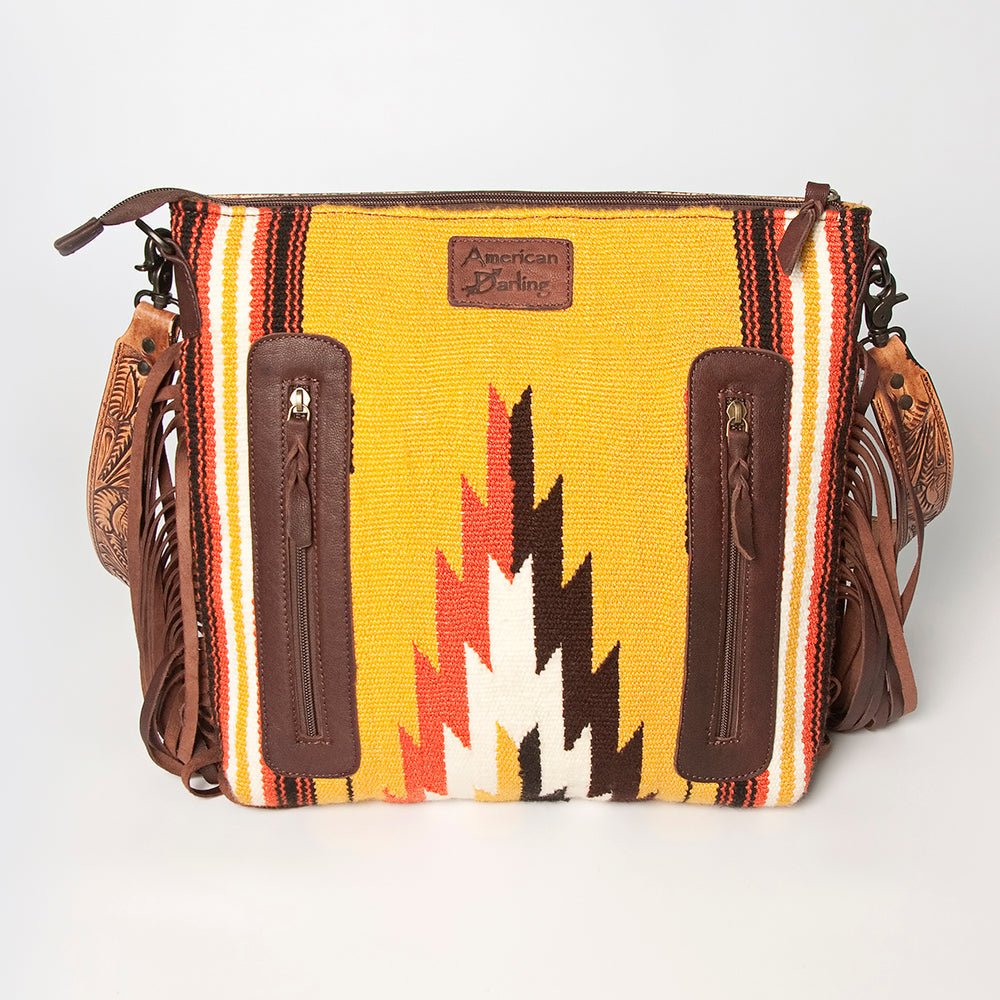 American Darling Crossbody Hand Tooled Hair-On Genuine Leather