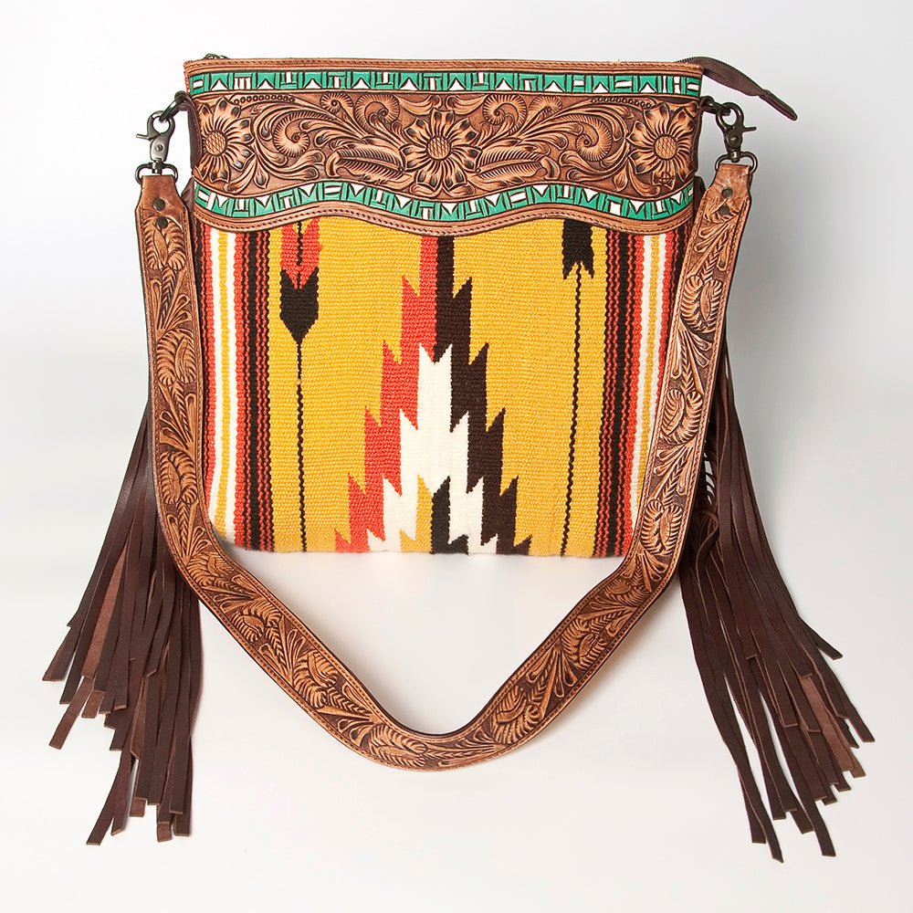 American Darling Signature Crossbody Hand Tooled Saddle Blanket Genuine Leather