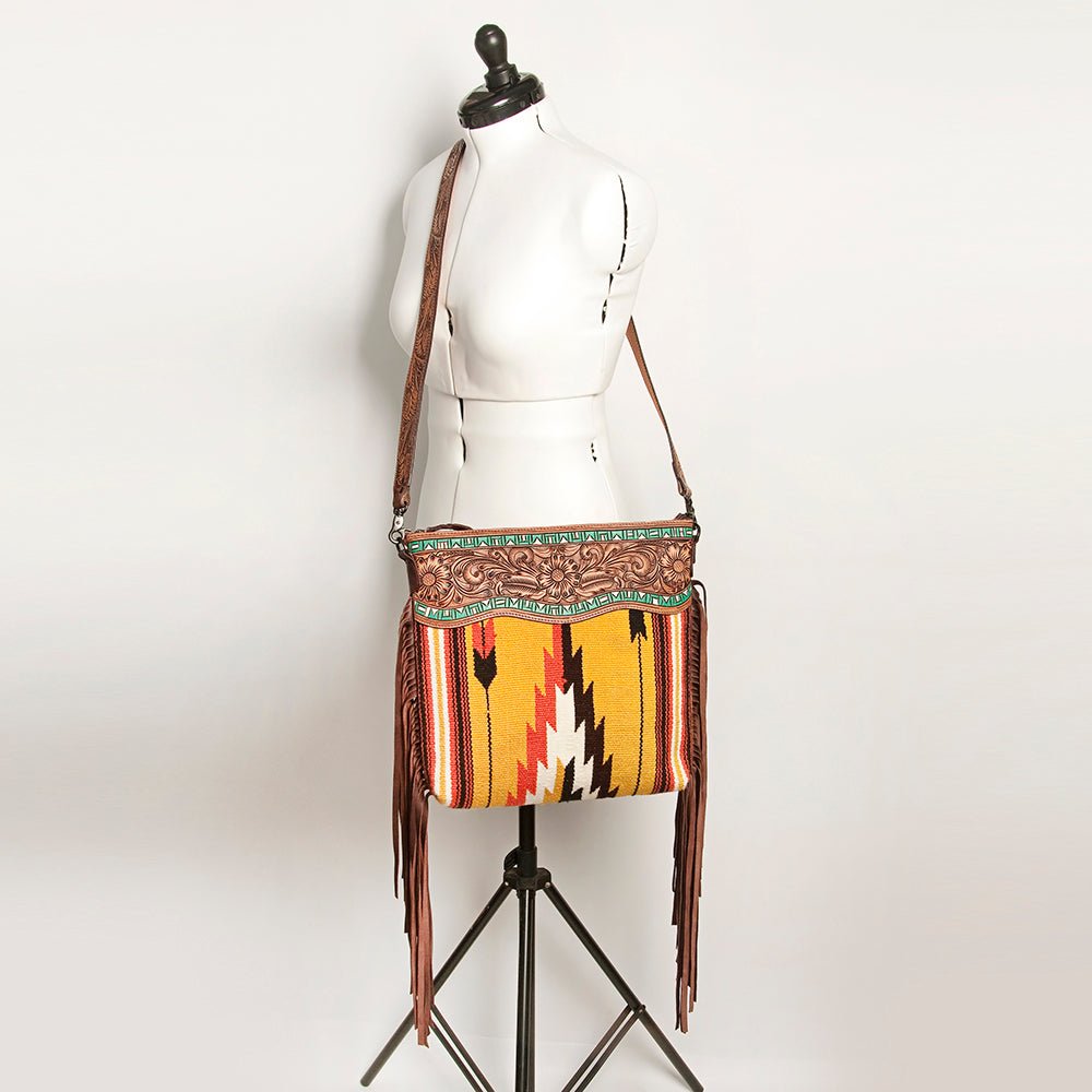American Darling Signature Crossbody Hand Tooled Saddle Blanket Genuine Leather