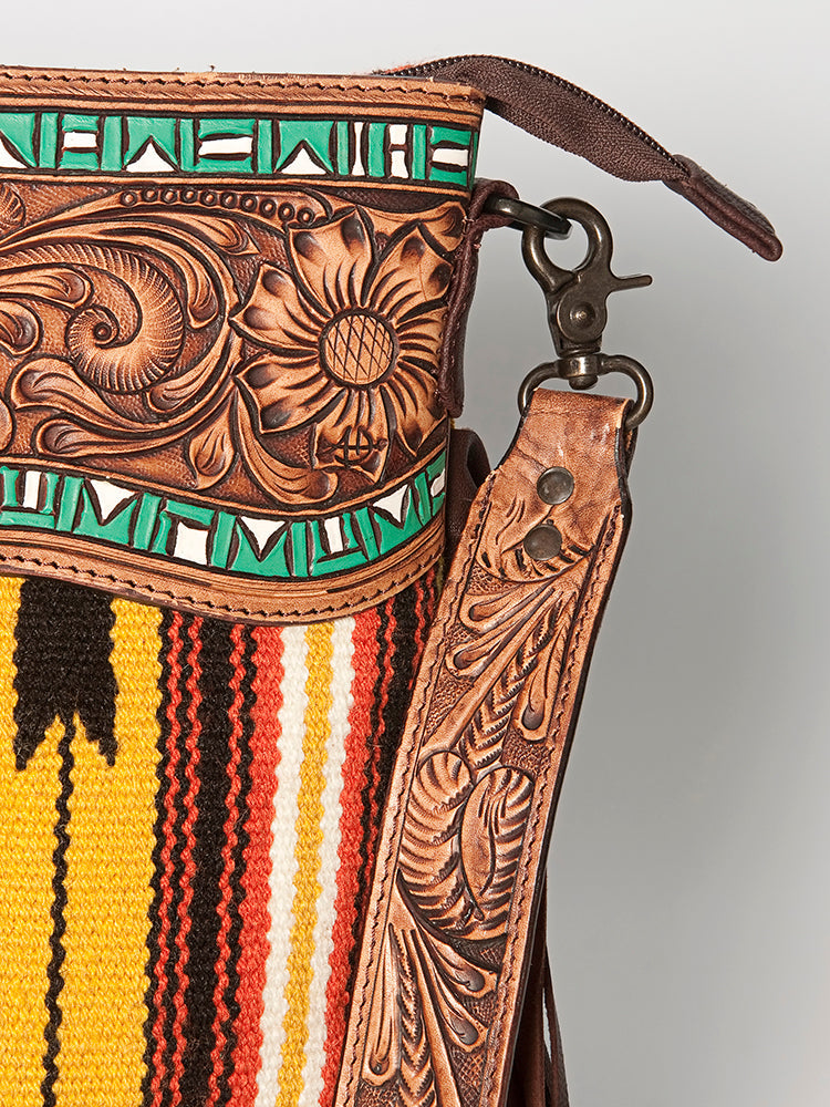 American Darling Signature Crossbody Hand Tooled Saddle Blanket Genuine Leather women bag western handbag purse