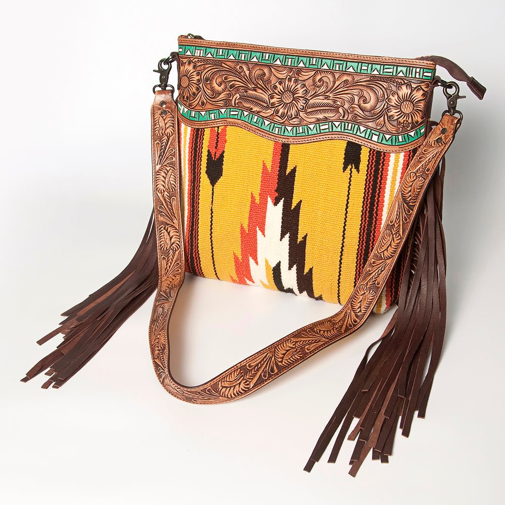 American Darling Signature Crossbody Hand Tooled Saddle Blanket Genuine Leather