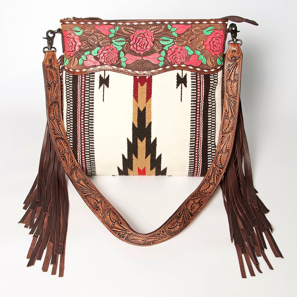 American Darling Signature Crossbody Hand Tooled Saddle Blanket Genuine Leather