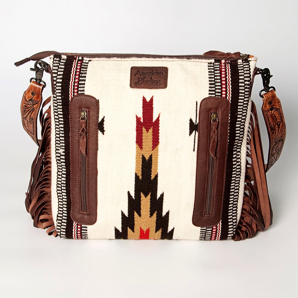 American Darling Signature Crossbody Hand Tooled Saddle Blanket Genuine Leather