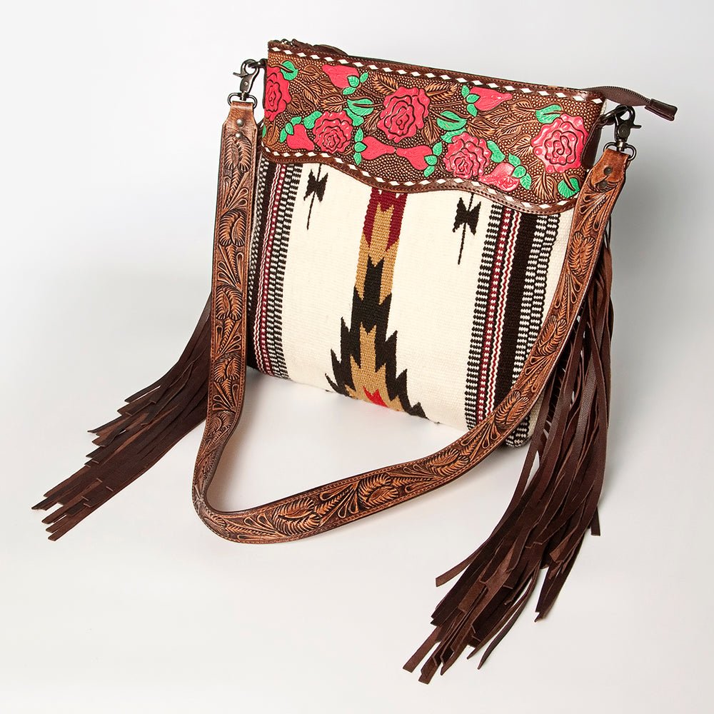 American Darling Signature Crossbody Hand Tooled Saddle Blanket Genuine Leather