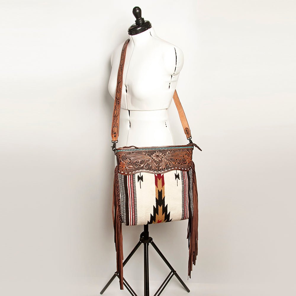 American Darling Signature Crossbody Hand Tooled Saddle Blanket Genuine Leather
