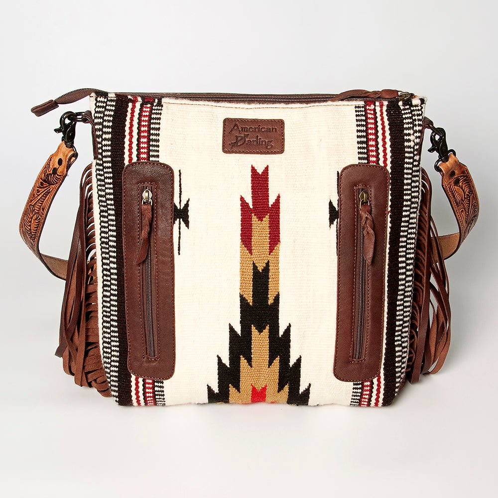 American Darling Signature Crossbody Hand Tooled Saddle Blanket Genuine Leather