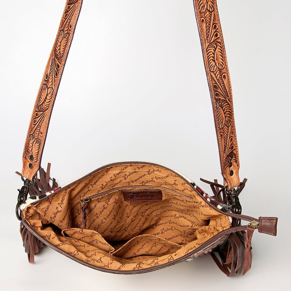American Darling Signature Crossbody Hand Tooled Saddle Blanket Genuine Leather