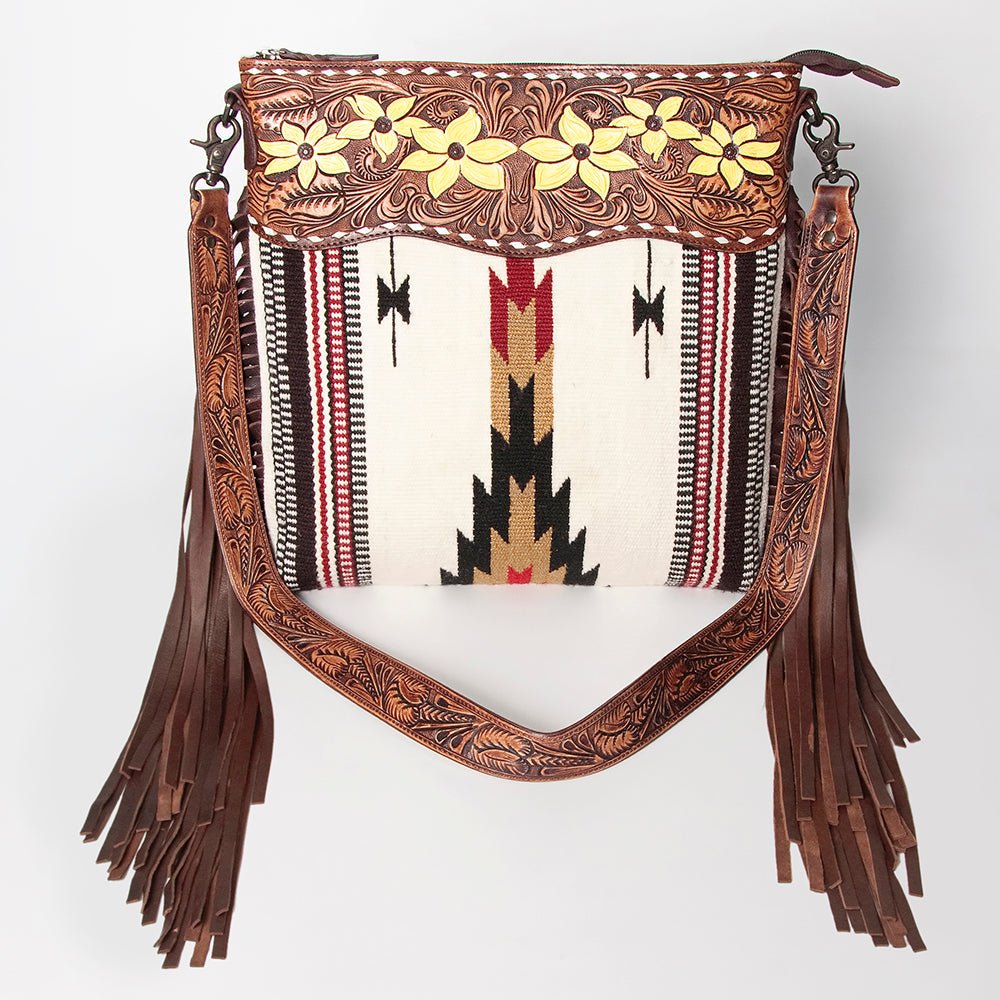 American Darling Signature Crossbody Hand Tooled Saddle Blanket Genuine Leather