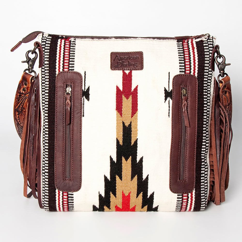 American Darling Signature Crossbody Hand Tooled Saddle Blanket Genuine Leather