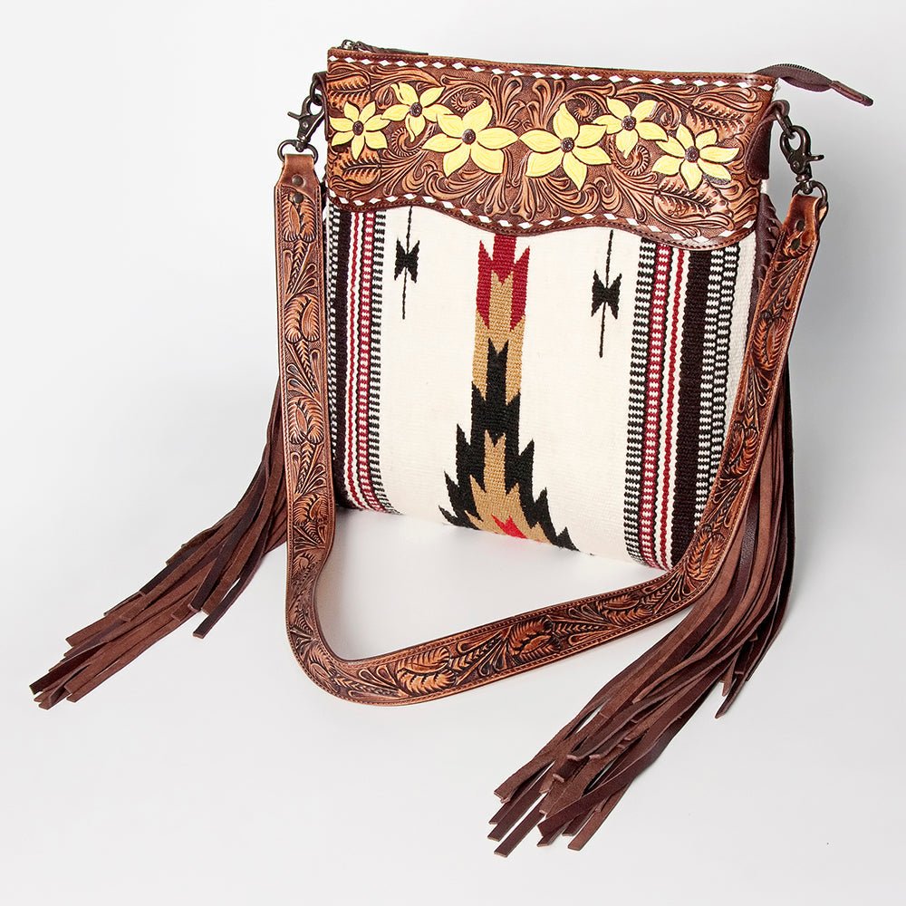 American Darling Signature Crossbody Hand Tooled Saddle Blanket Genuine Leather