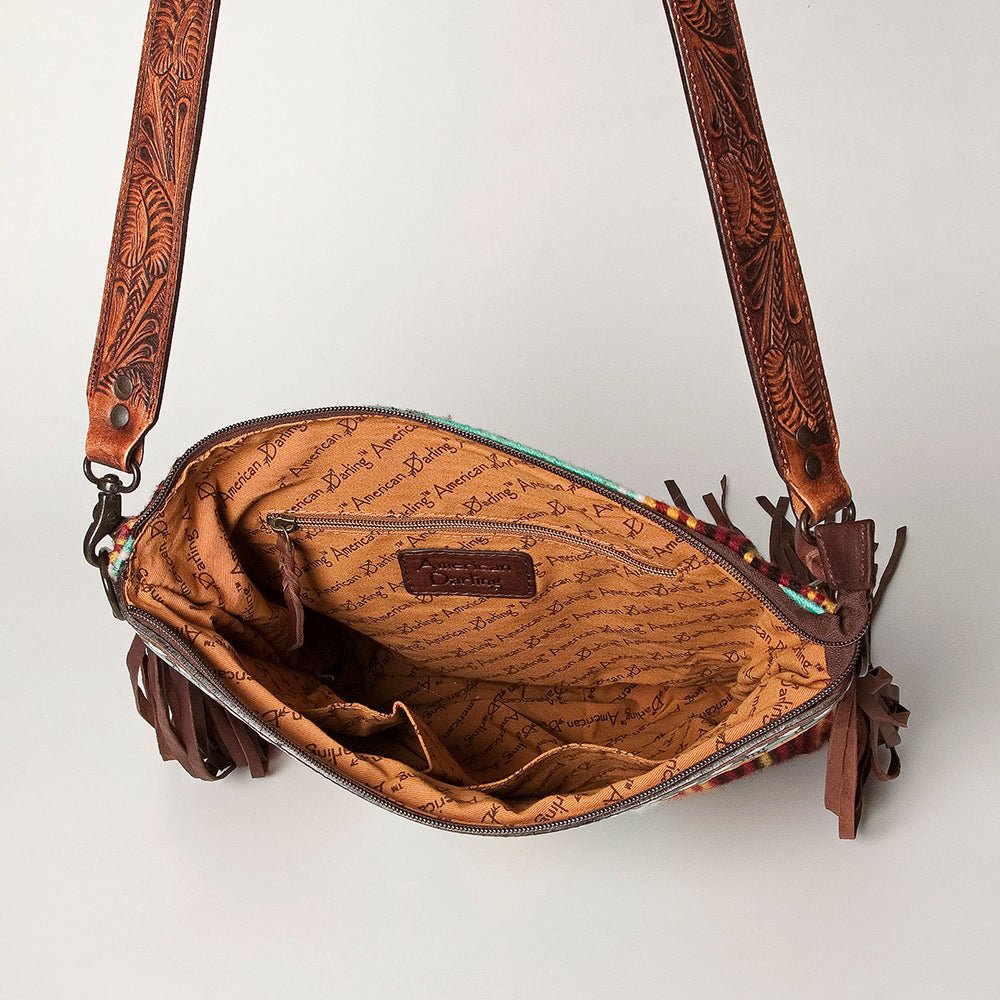 American Darling Signature Crossbody Hand Tooled Saddle Blanket Genuine Leather