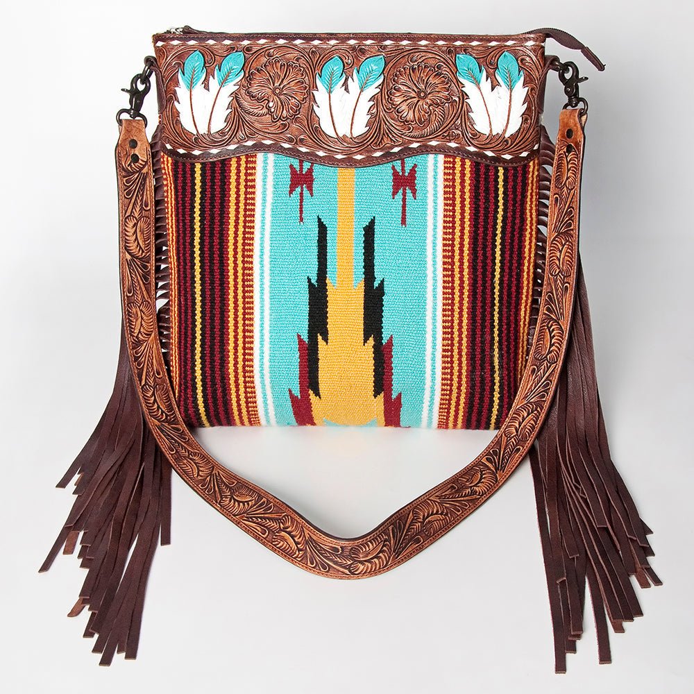 American Darling Signature Crossbody Hand Tooled Saddle Blanket Genuine Leather