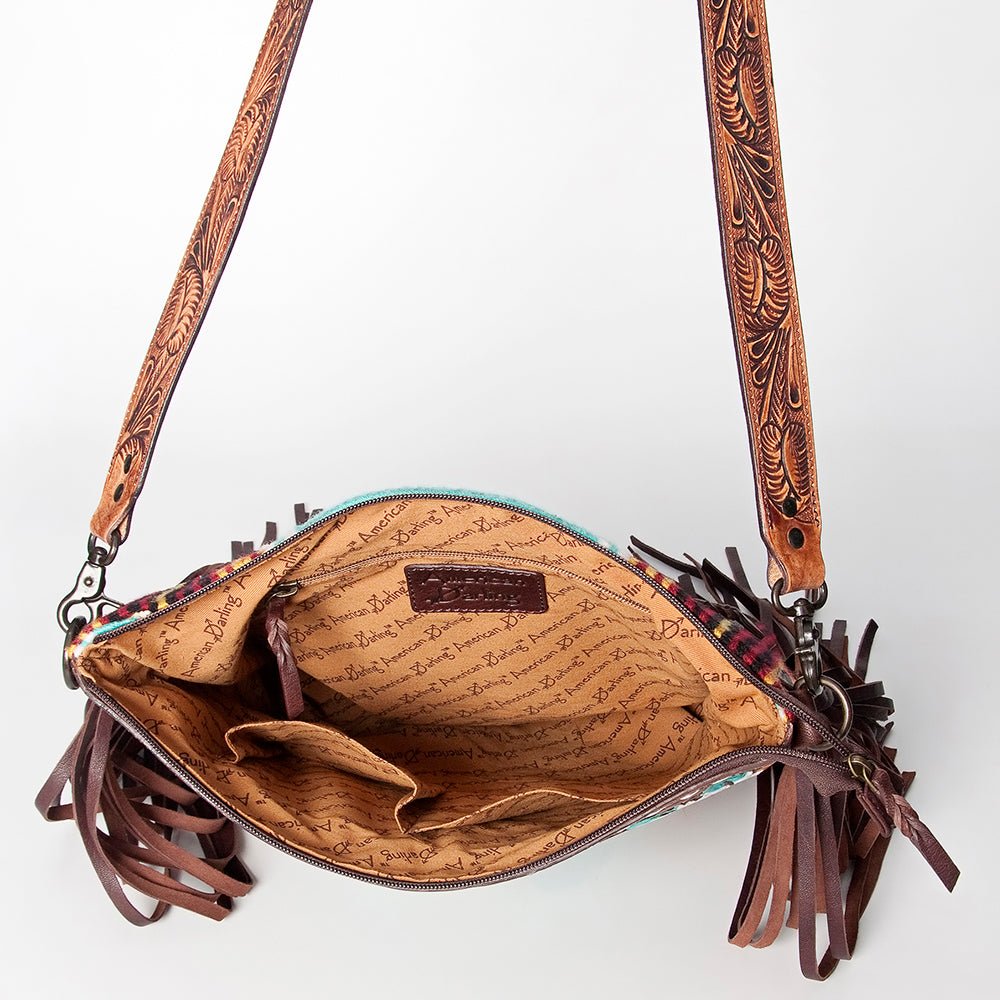 American Darling Signature Crossbody Hand Tooled Saddle Blanket Genuine Leather