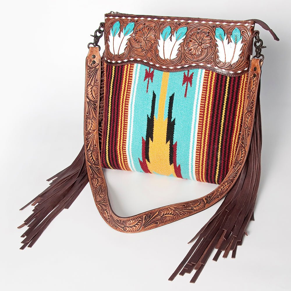 American Darling Signature Crossbody Hand Tooled Saddle Blanket Genuine Leather