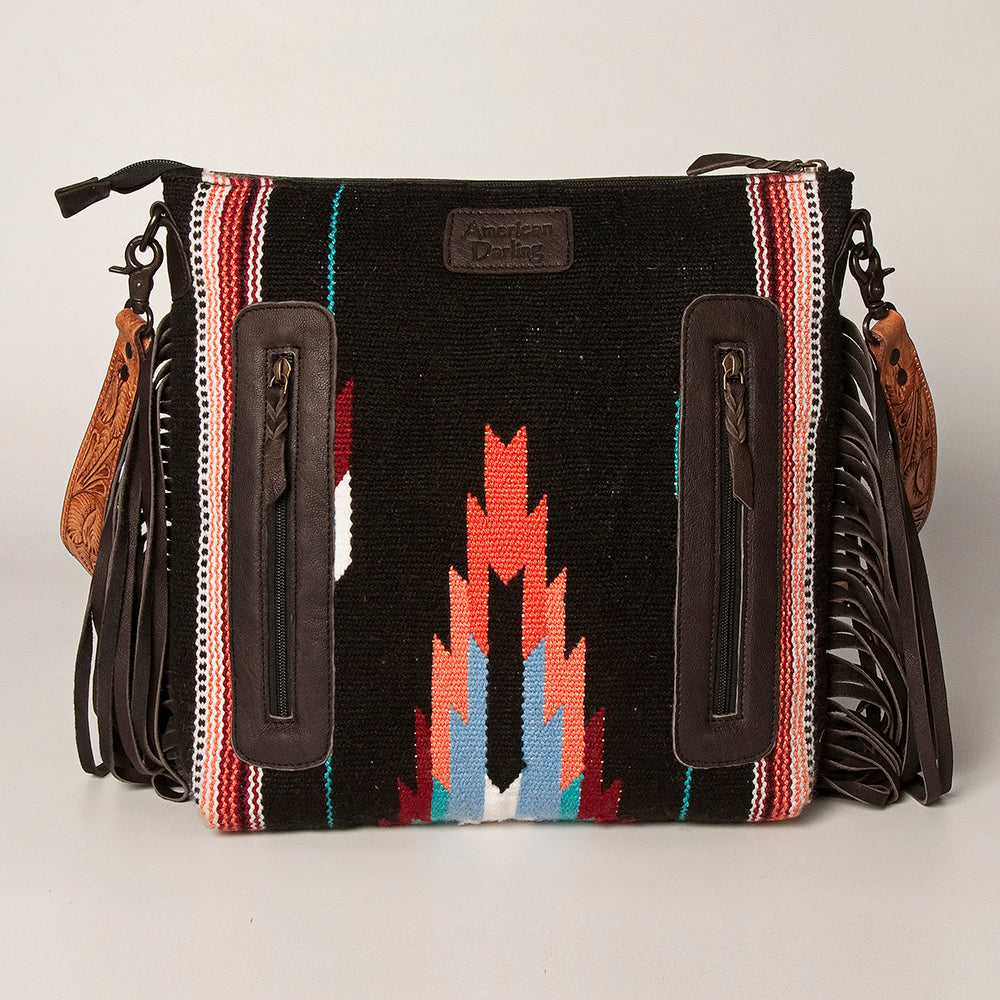 American Darling Signature Crossbody Hand Tooled Saddle Blanket Genuine Leather