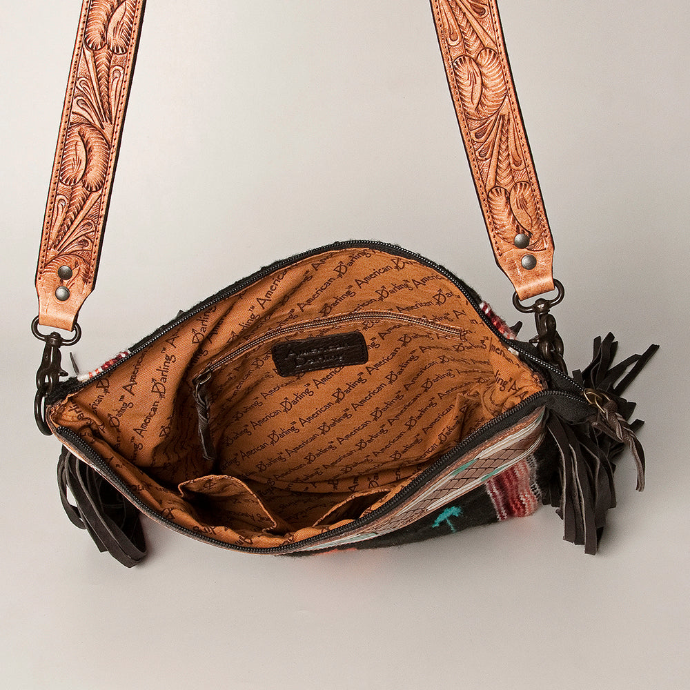 American Darling Signature Crossbody Hand Tooled Saddle Blanket Genuine Leather