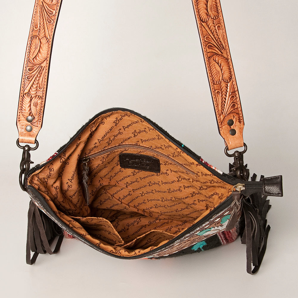 American Darling Signature Crossbody Hand Tooled Saddle Blanket Genuine Leather