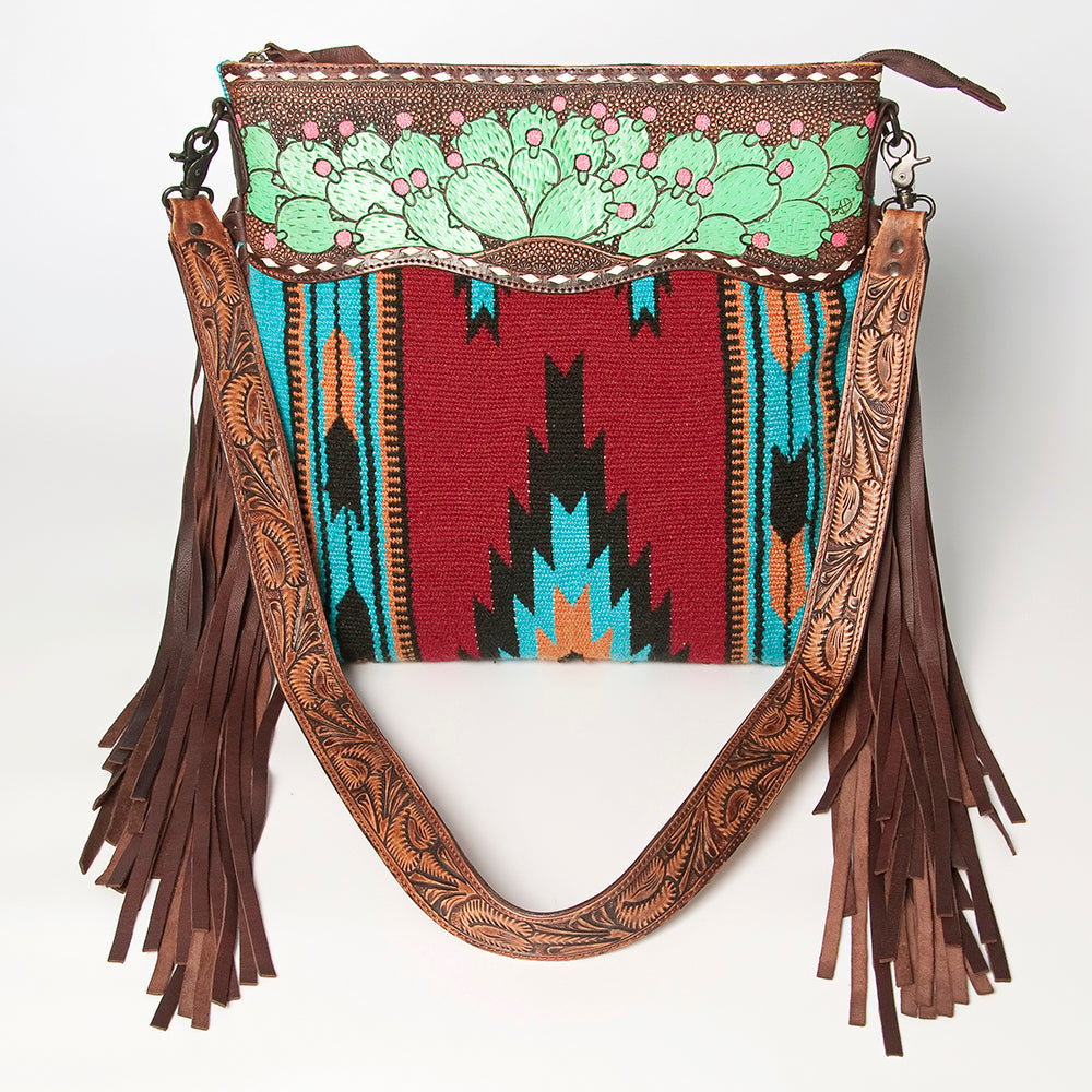 American Darling Hand-Tooled Saddle Blanket Leather Crossbody Bag