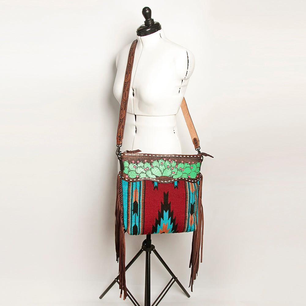 American Darling Hand-Tooled Saddle Blanket Leather Crossbody Bag