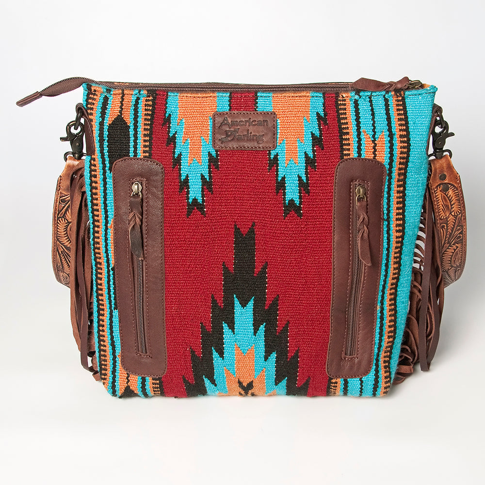 American Darling Hand-Tooled Saddle Blanket Leather Crossbody Bag