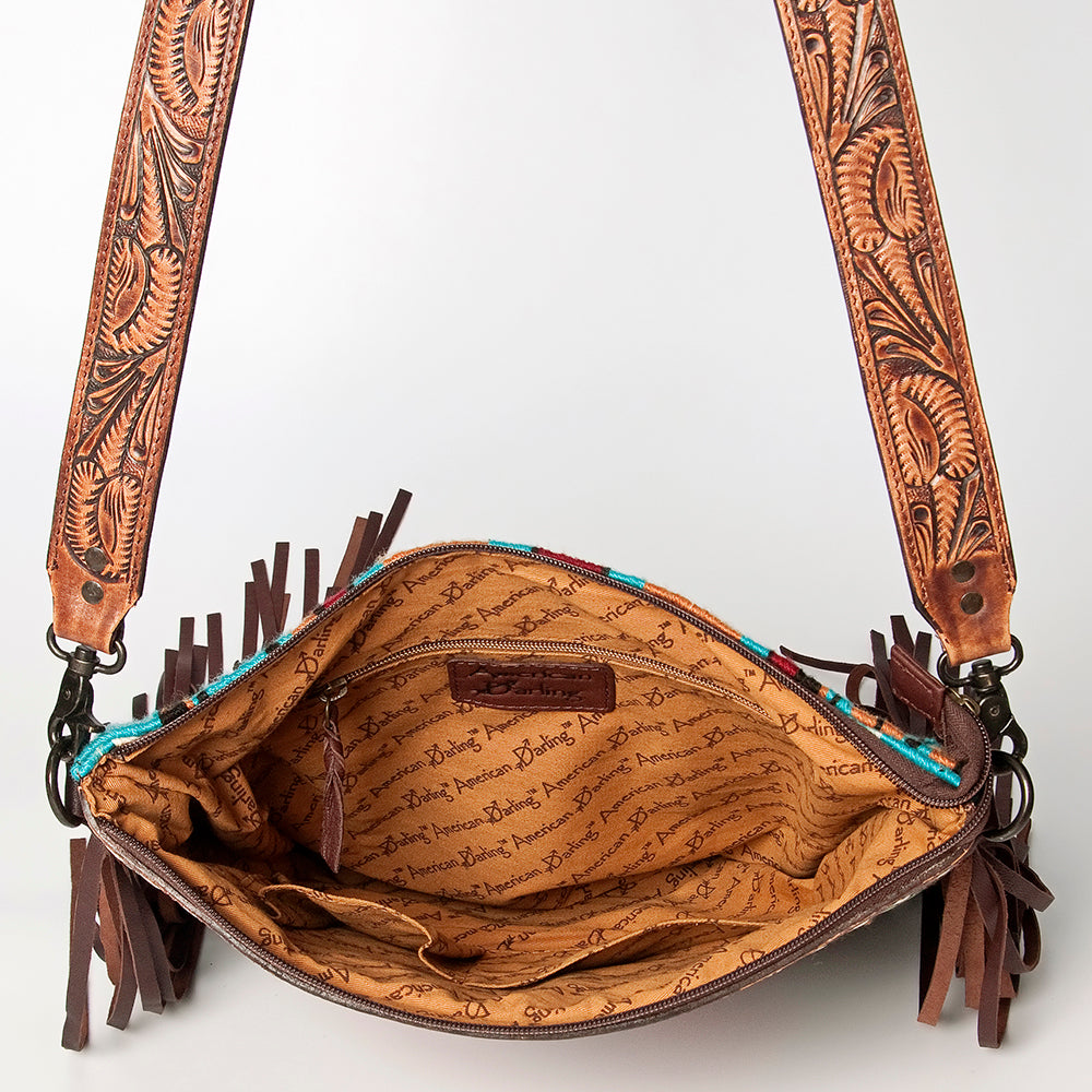 American Darling Hand-Tooled Saddle Blanket Leather Crossbody Bag