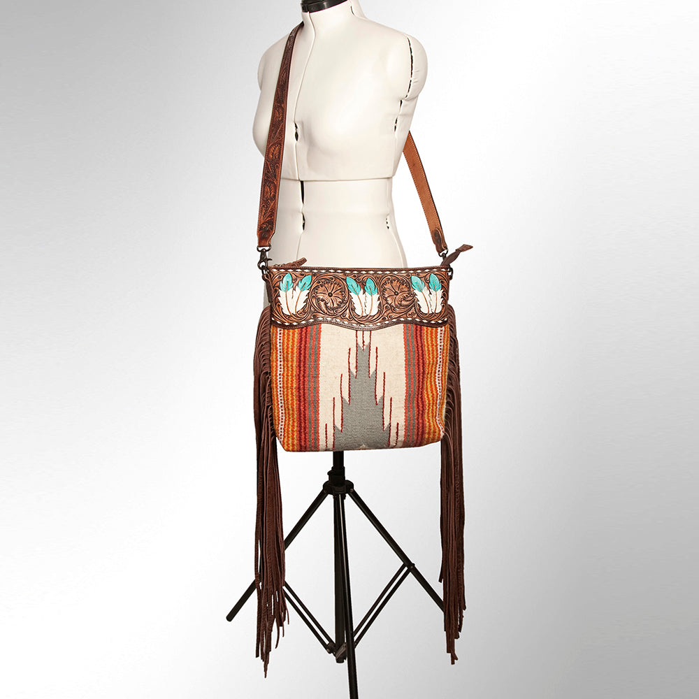 American Darling Hand-Tooled Saddle Blanket Leather Crossbody Bag