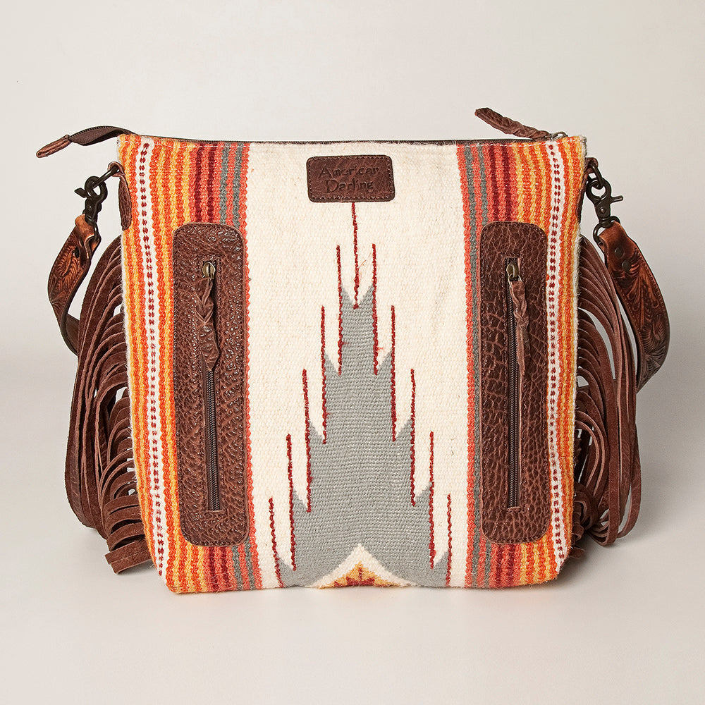American Darling Hand-Tooled Saddle Blanket Leather Crossbody Bag