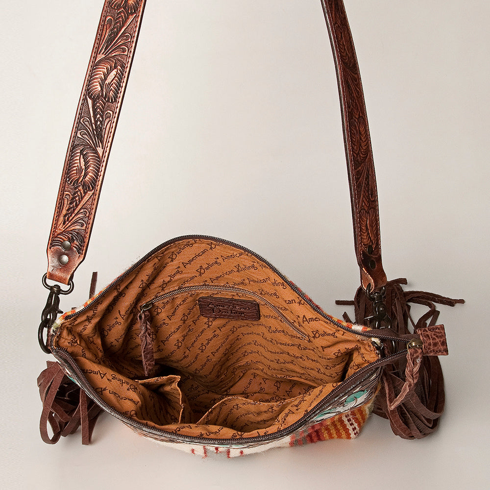American Darling Hand-Tooled Saddle Blanket Leather Crossbody Bag