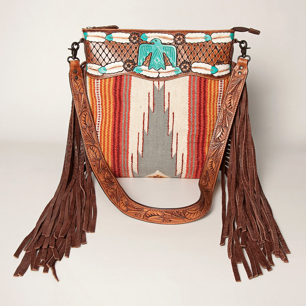 American Darling Hand-Tooled Saddle Blanket Leather Crossbody Bag