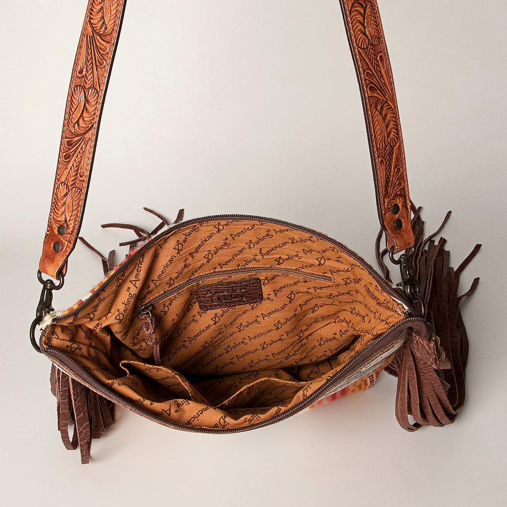 American Darling Hand-Tooled Saddle Blanket Leather Crossbody Bag