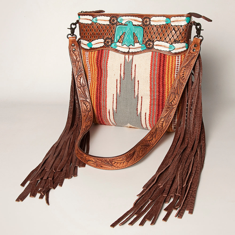 American Darling Hand-Tooled Saddle Blanket Leather Crossbody Bag