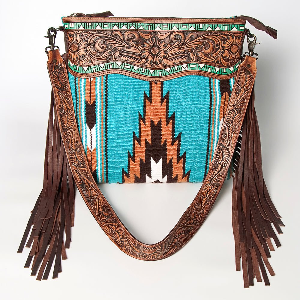 American Darling Small Crossbody Hand Tooled Saddle Blanket Genuine Leather