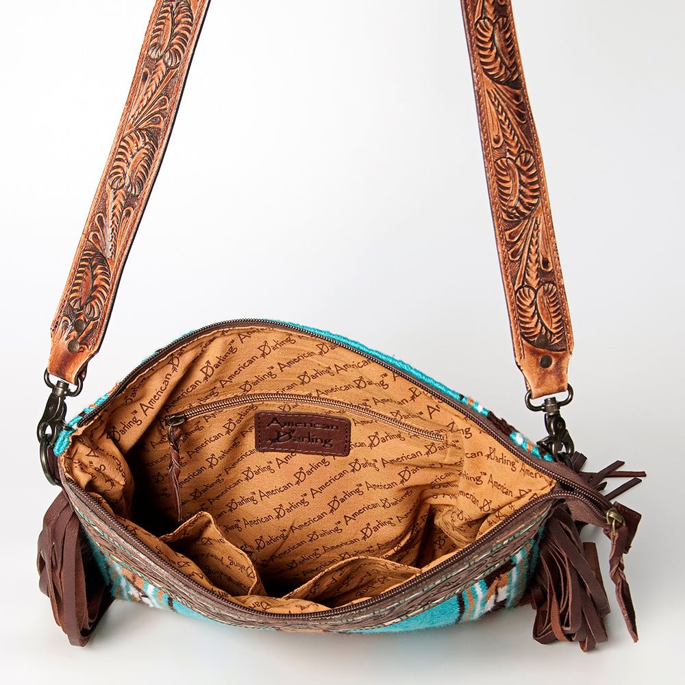American Darling Signature Crossbody Hand Tooled Saddle Blanket Genuine Leather