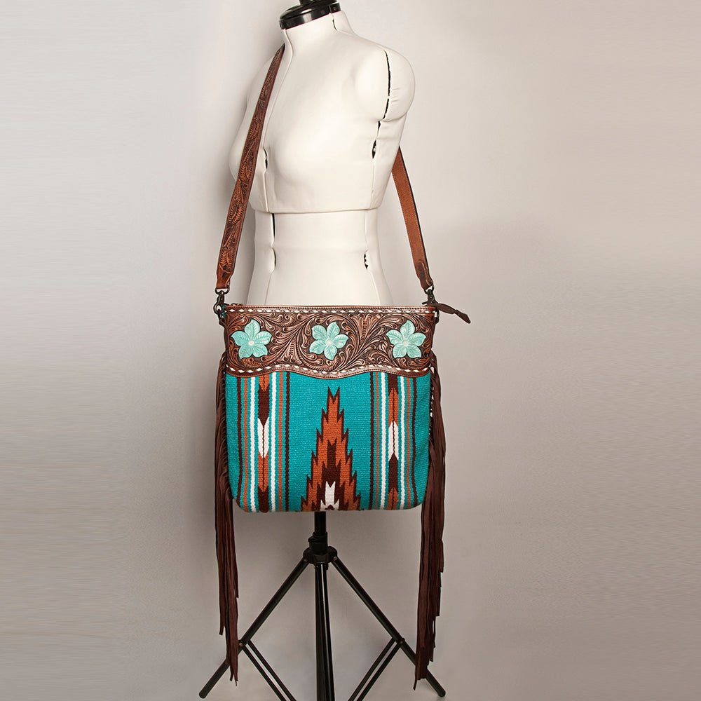 American Darling Signature Crossbody Hand Tooled Saddle Blanket Genuine Leather