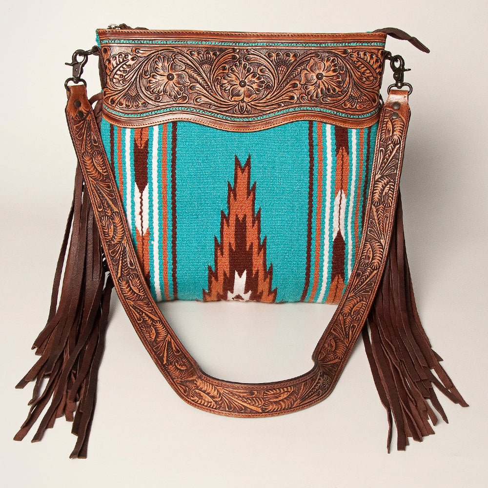 American Darling Signature Crossbody Hand Tooled Saddle Blanket Genuine Leather