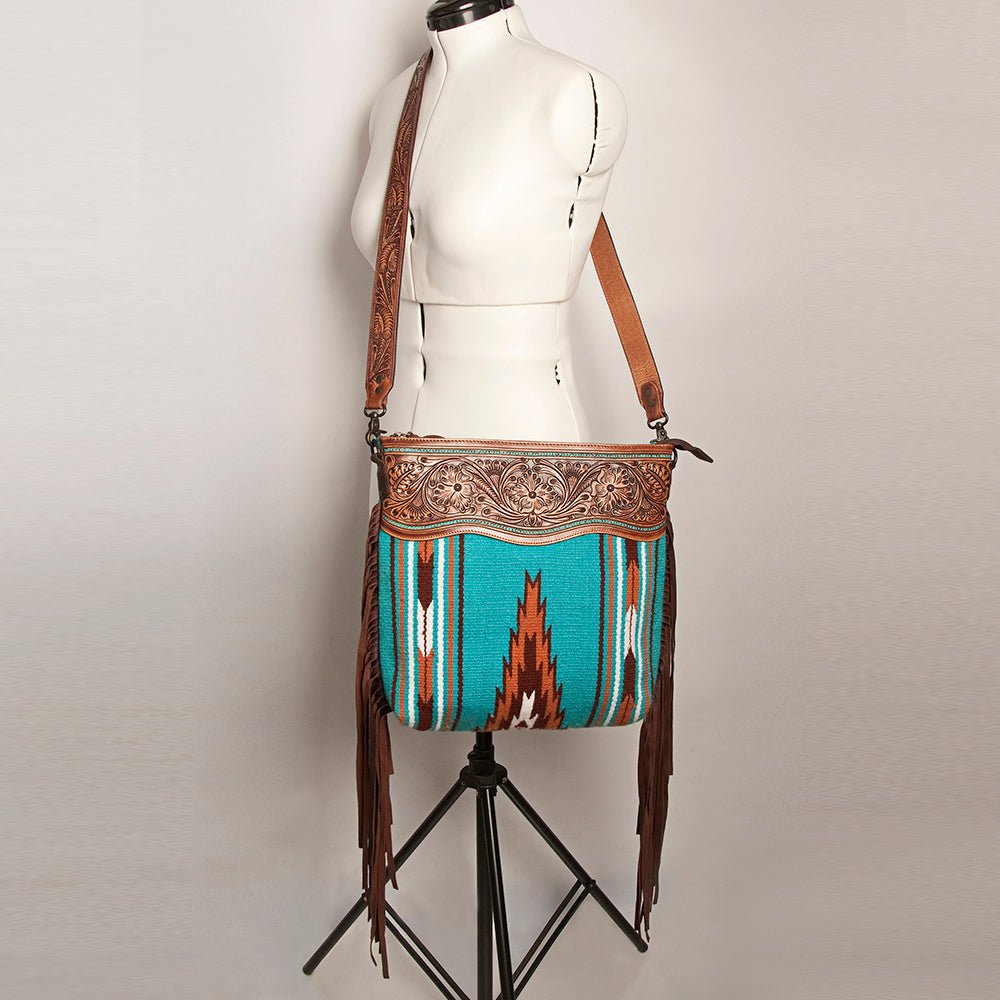 American Darling Signature Crossbody Hand Tooled Saddle Blanket Genuine Leather