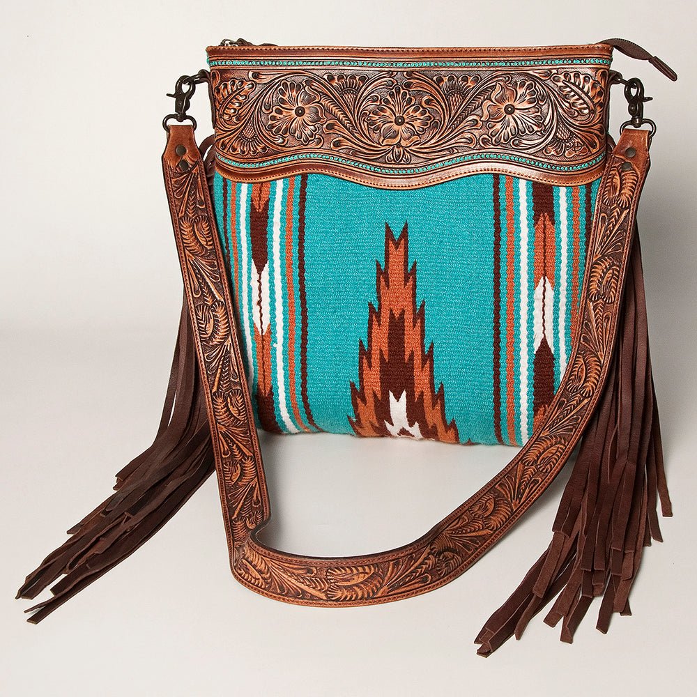 American Darling Signature Crossbody Hand Tooled Saddle Blanket Genuine Leather