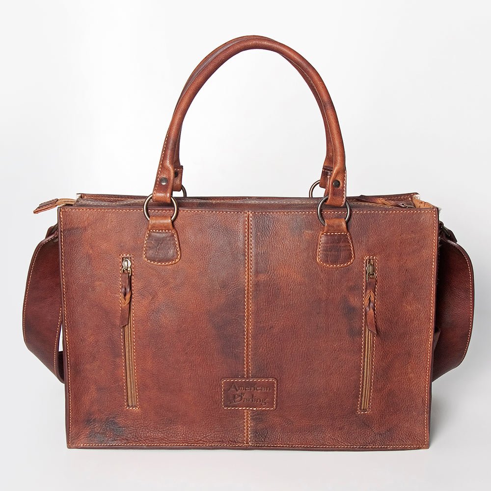 American Darling Tote Hand Tooled Hair-On Genuine Leather