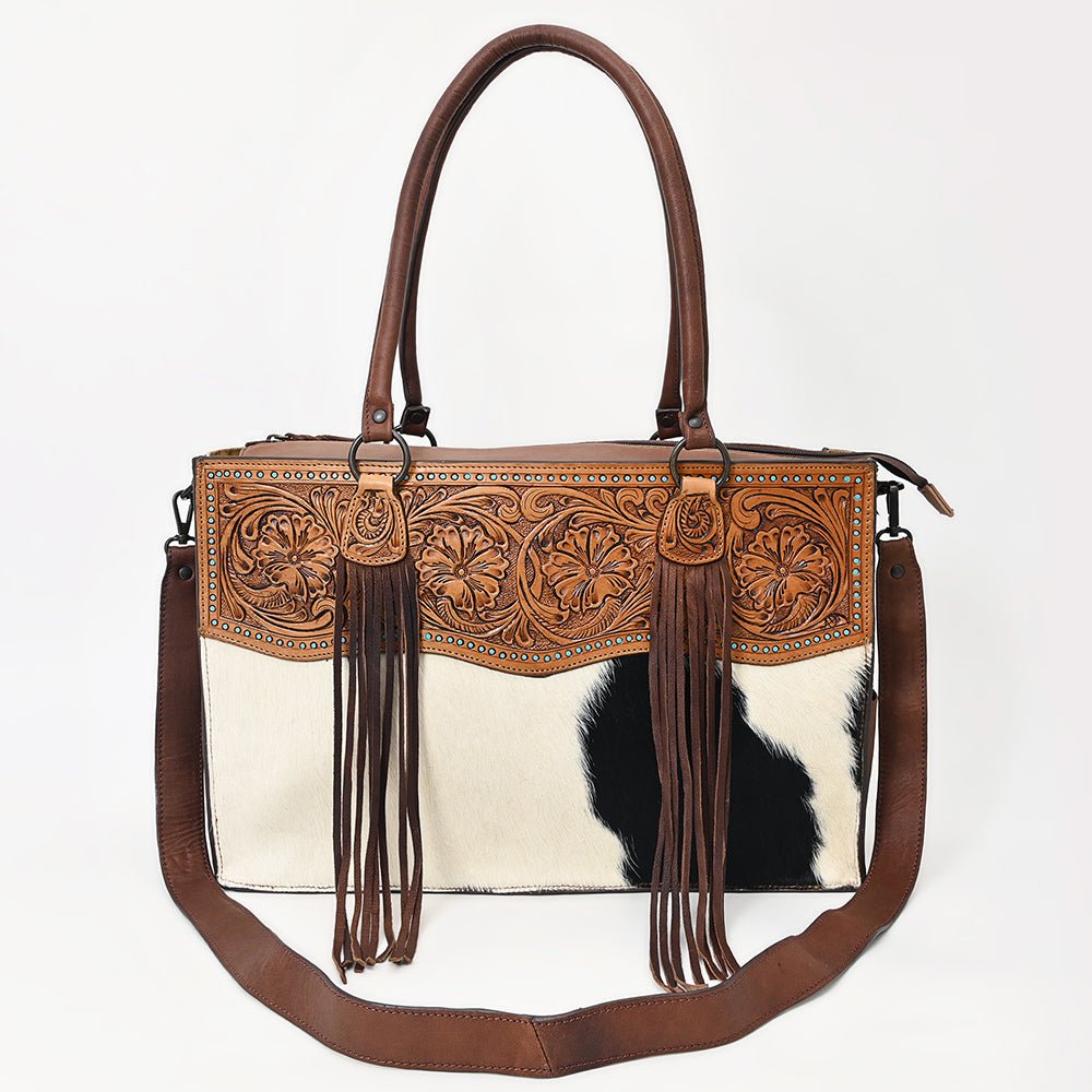 American Darling Tote Hand Tooled Hair-On Genuine Leather