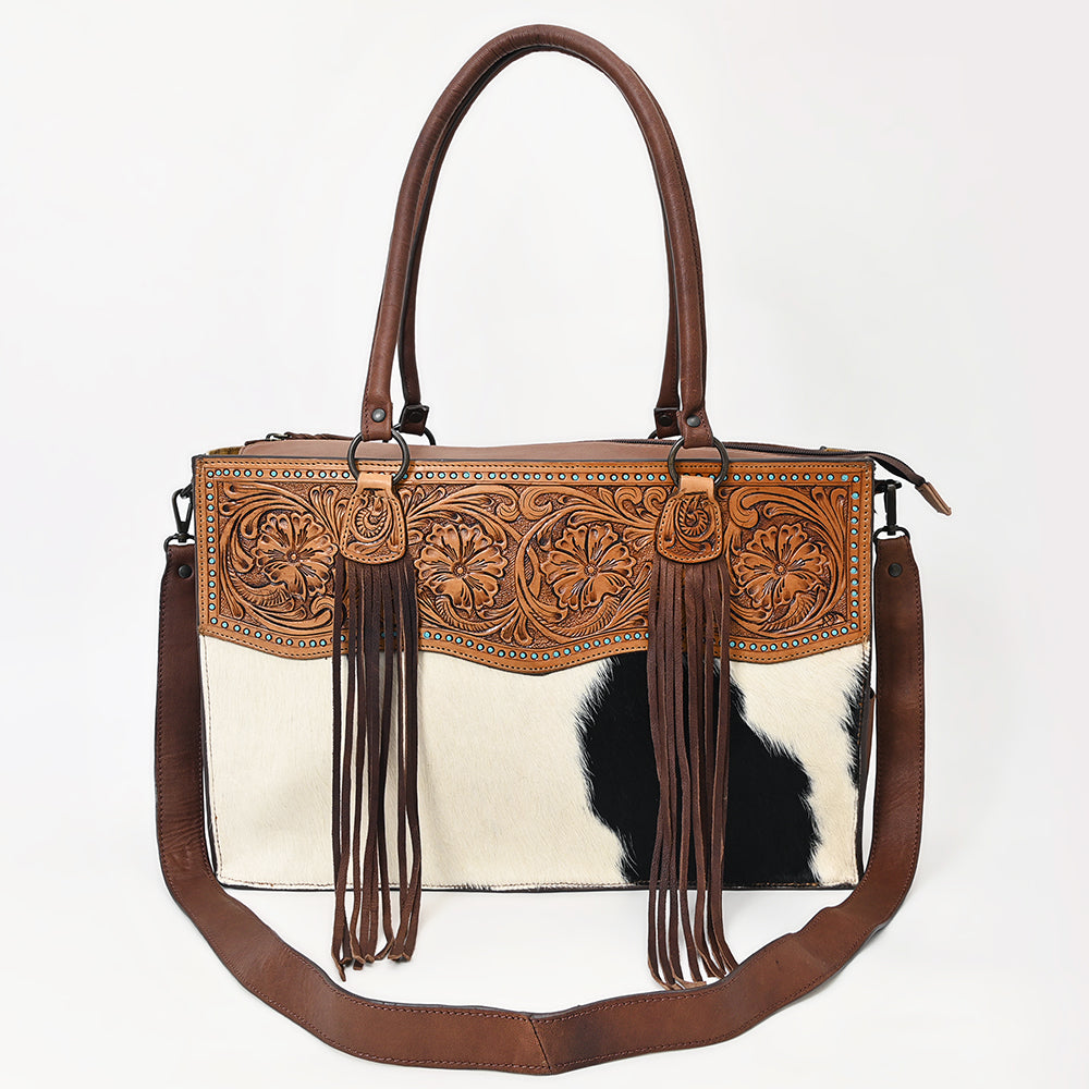 American Darling Tote Hand Tooled Hair on Genuine Leather Western Women Bag Handbag Purse | Travel Bags College Casual