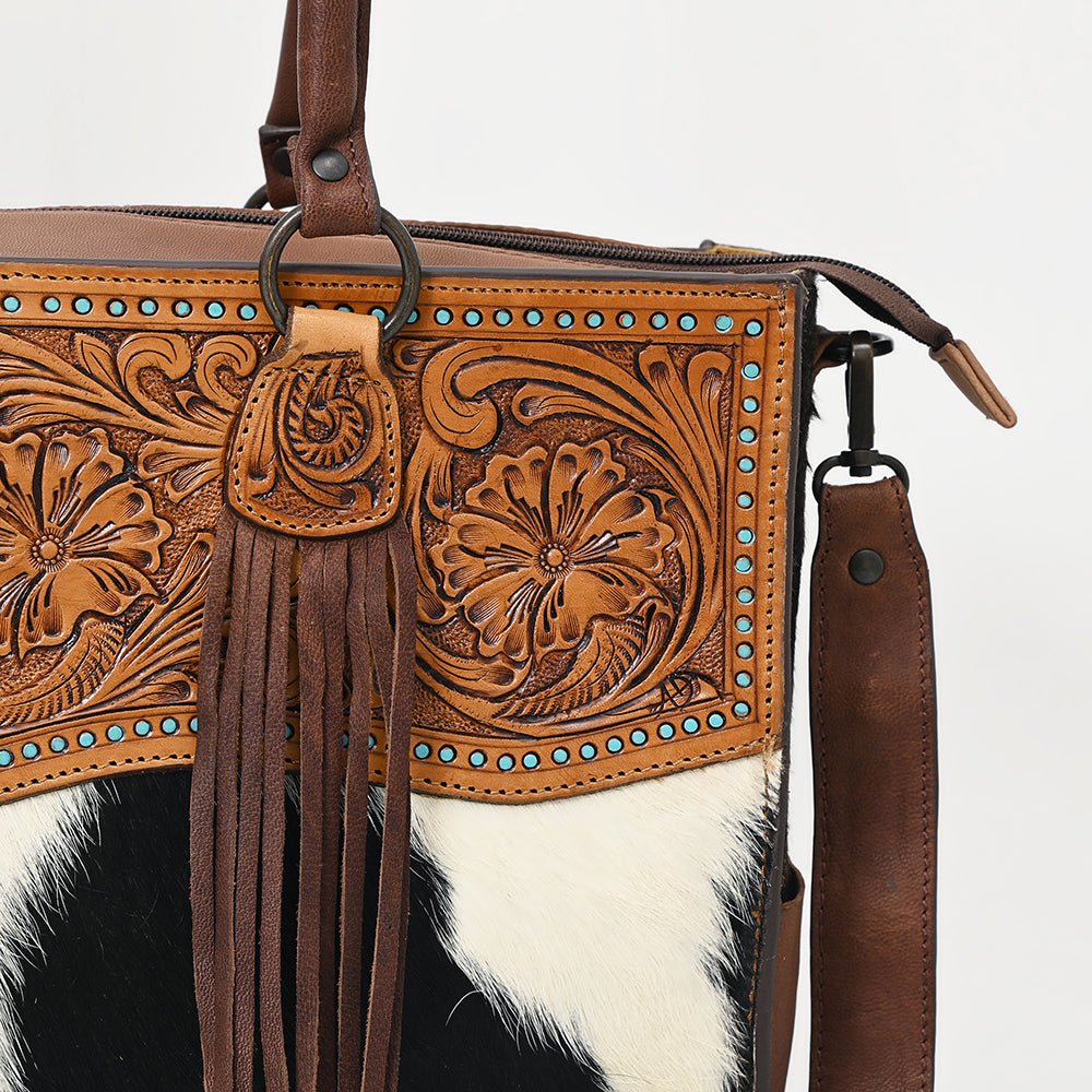 American Darling Tote Hand Tooled Hair-On Genuine Leather